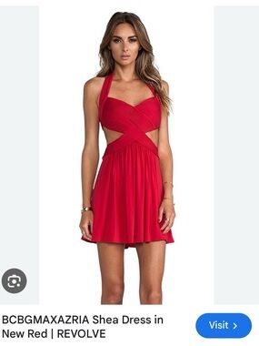 BCBGMaxAzria Red Halter Cutout Mini Dress